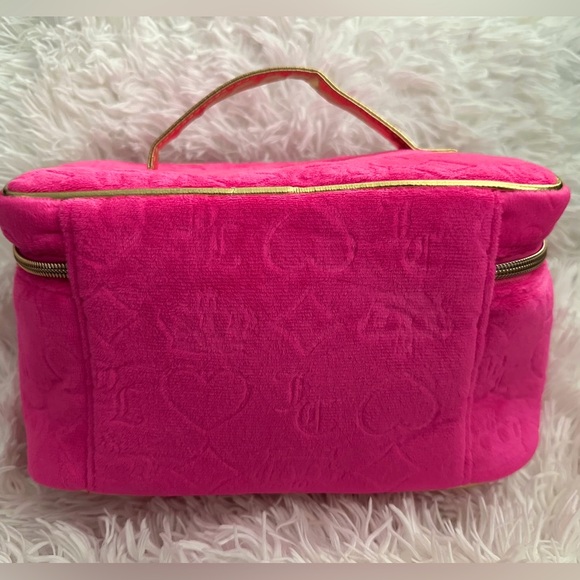 Juicy Couture Hot Pink Velour Travel Cosmetic Bag + 1 Travel Bottle - Picture 4 of 6